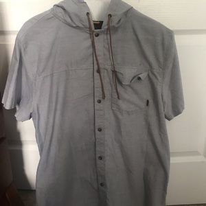 Button shirt with hoodie